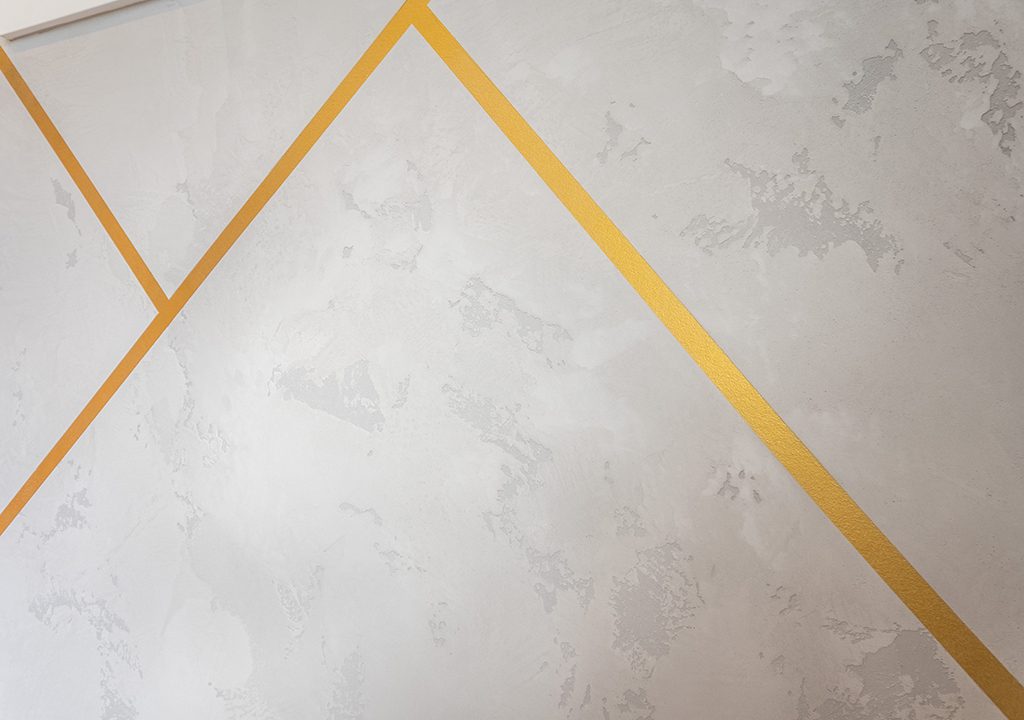gold shapes on gray wallpaper by prestige painting