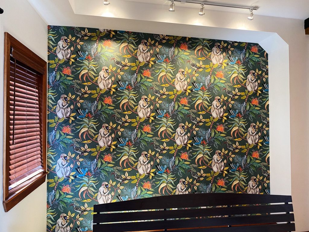 amazing wallpaper installation in custom home hallway