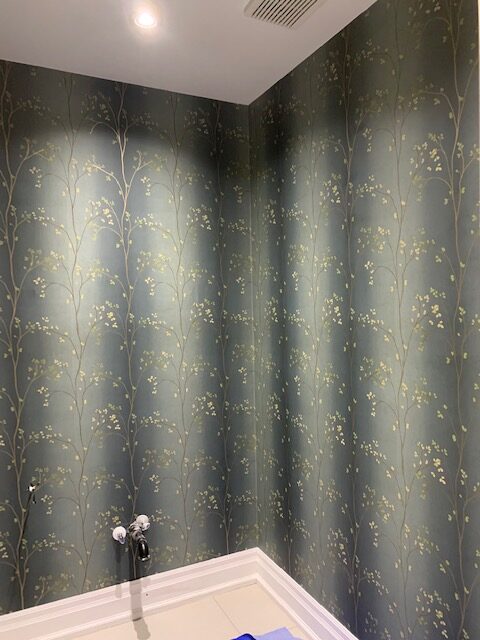 Bathroom wallpaper installation - after